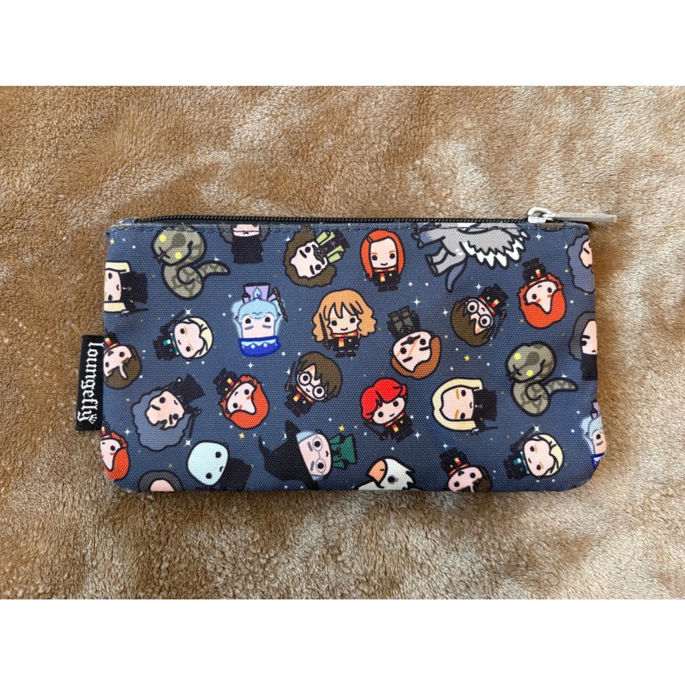 Loungefly Harry Potter Chibi Character Zipper Cosmetic Pouch Canvas Makeup Bag
